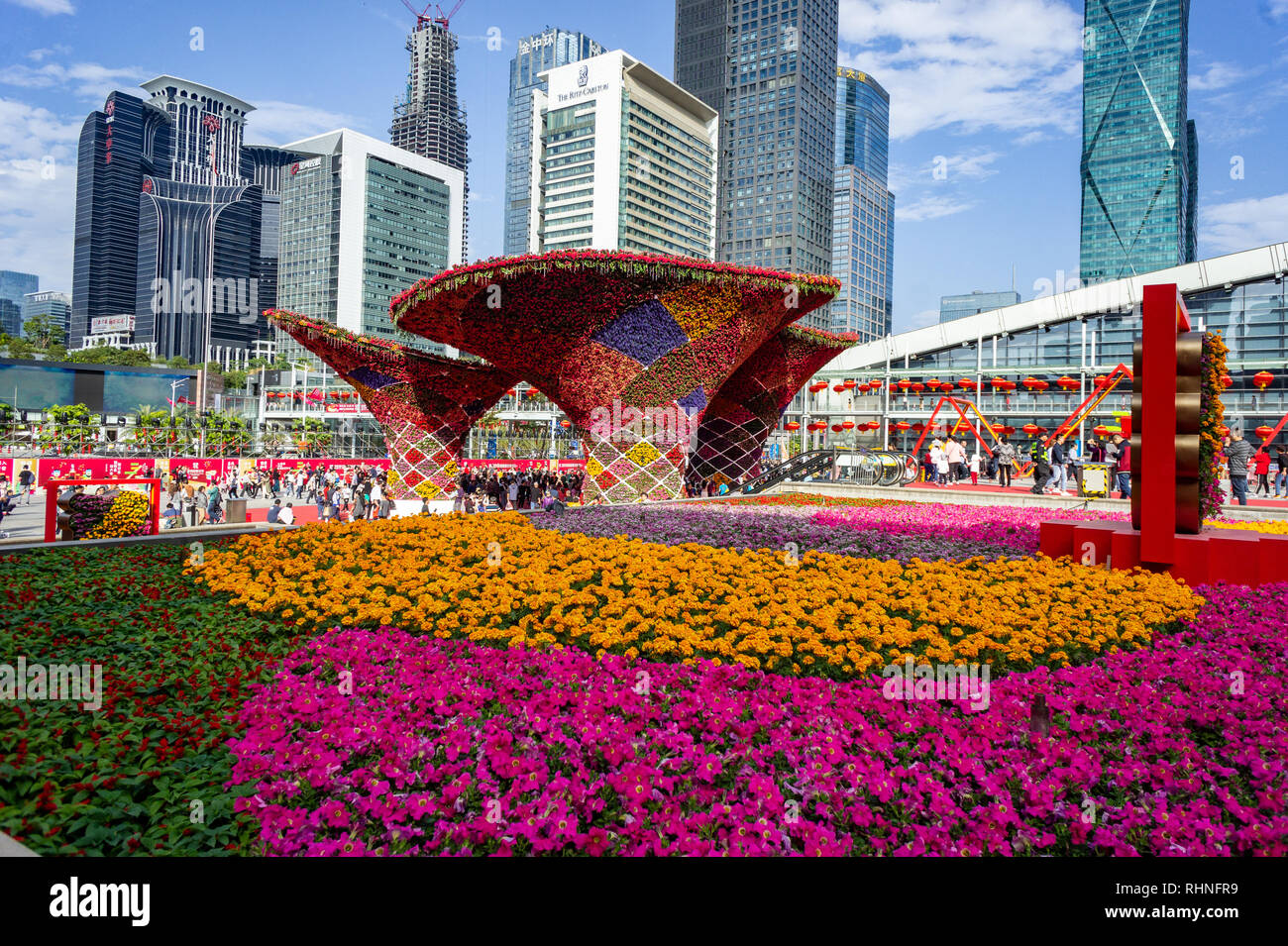 Large flower structure display at Chinese New Year Flower Fair in