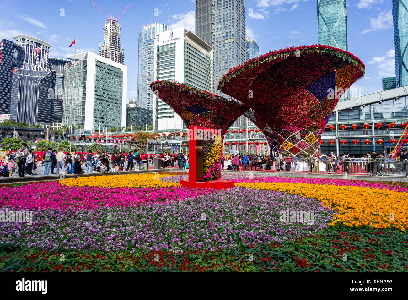 Large flower structure display at Chinese New Year Flower Fair in