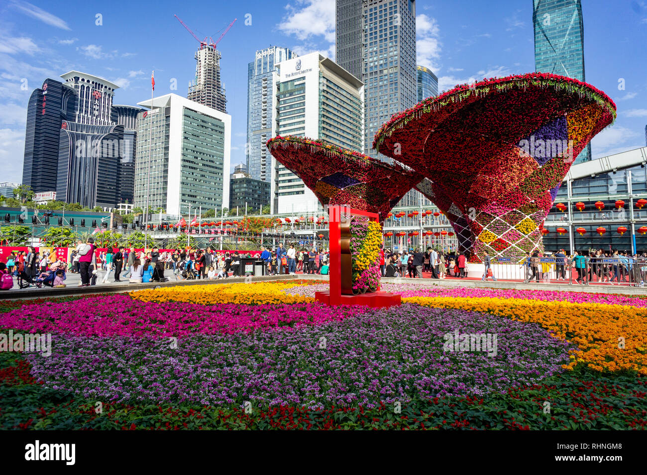 Large flower structure display at Chinese New Year Flower Fair in
