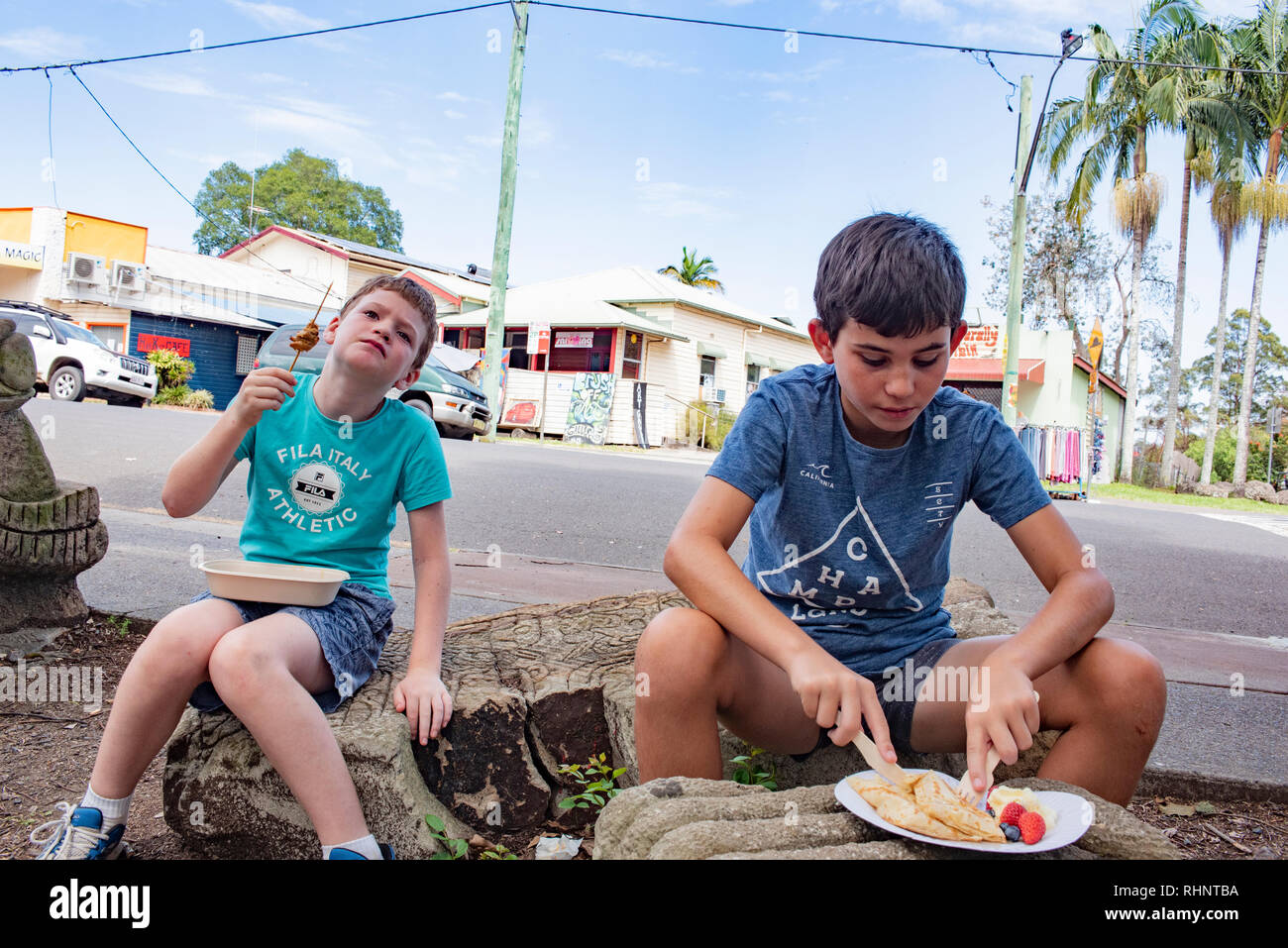 Street eats in Nimbin, New South Wales, Australia Stock Photo