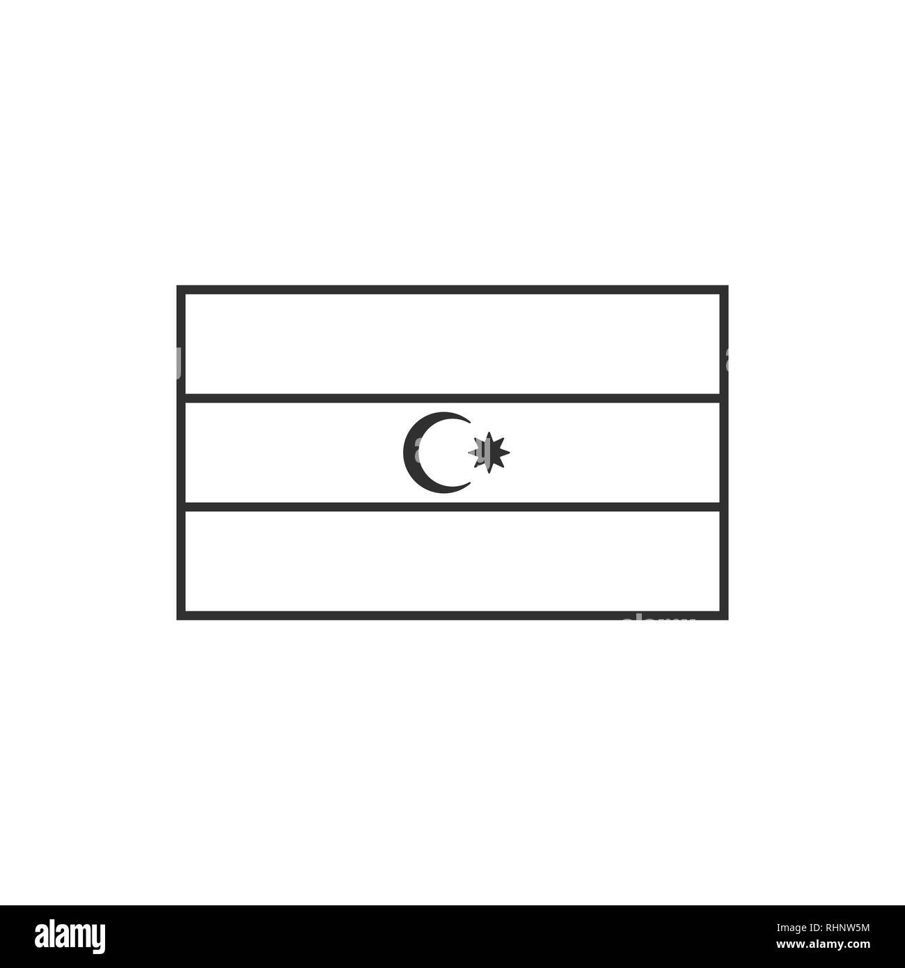 Azerbaijan flag icon in black outline flat design. Independence day or ...