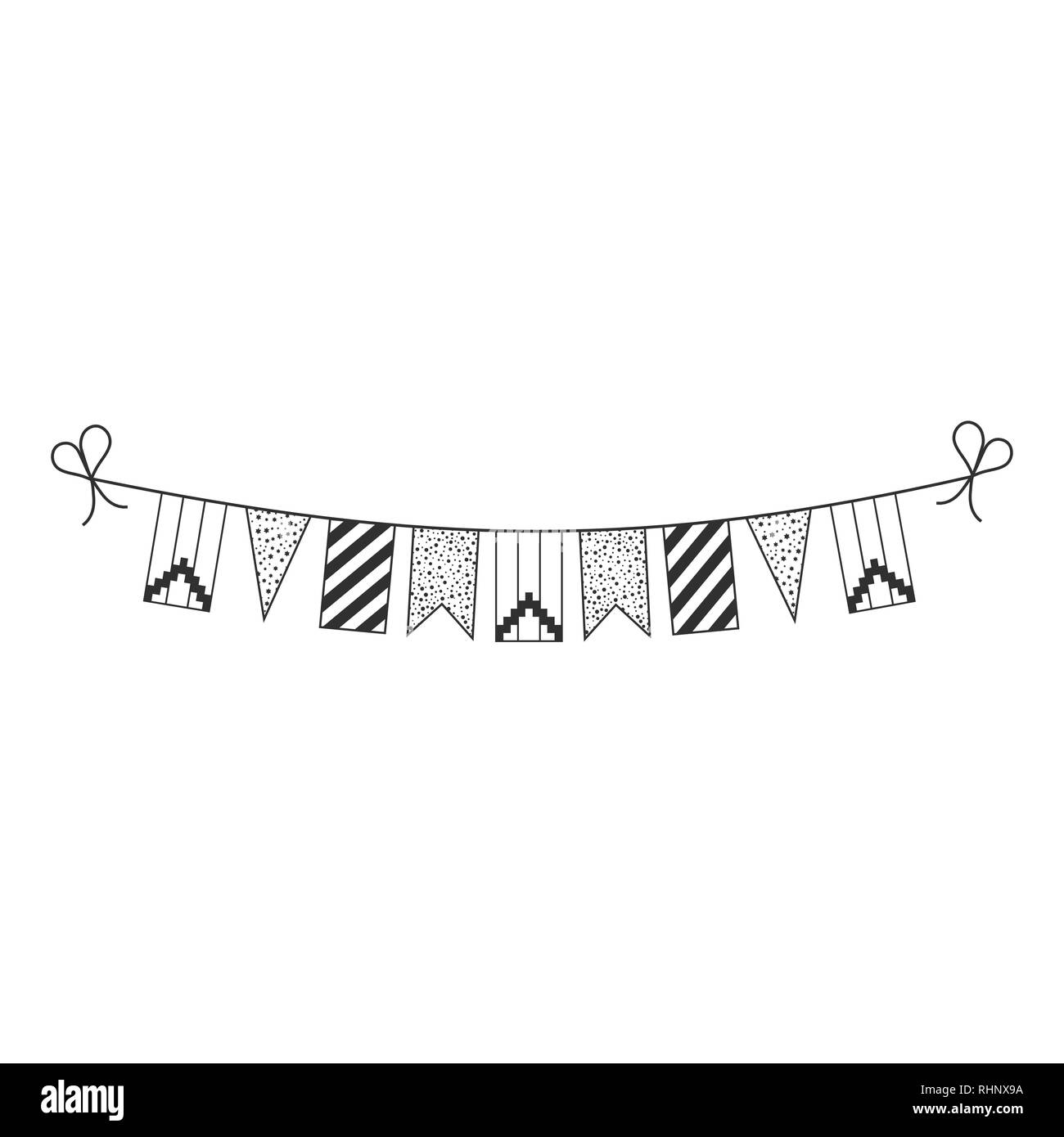 Decorations bunting flags for Republic of Artsakh national day holiday in black outline flat design. Independence day or National day holiday concept. Stock Vector