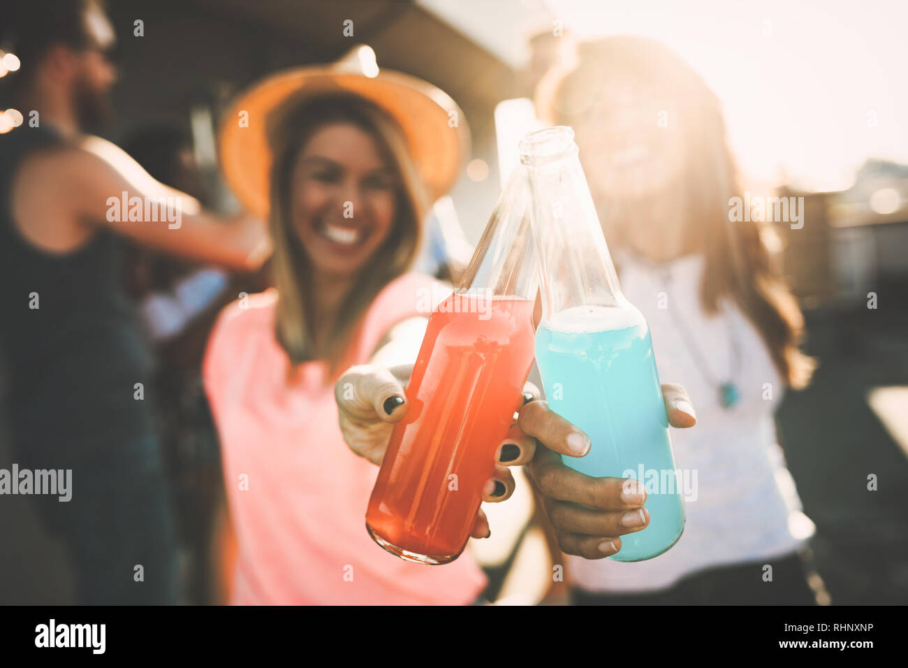 Happy young girls having fun at party Stock Photo - Alamy