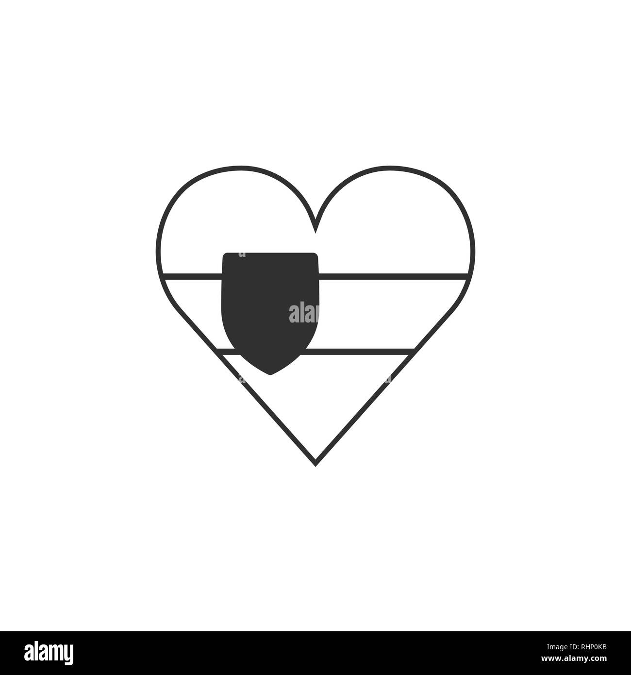 Slovakia flag icon in a heart shape in black outline flat design ...