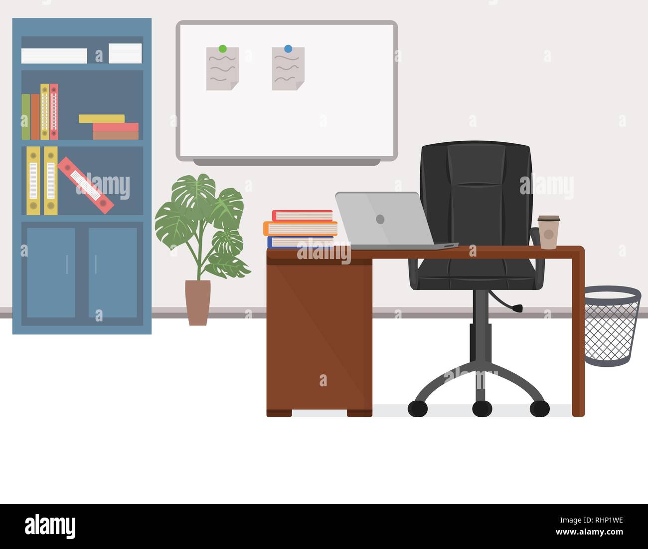 Office workplace, office chief vector illustration in flat style Stock Vector