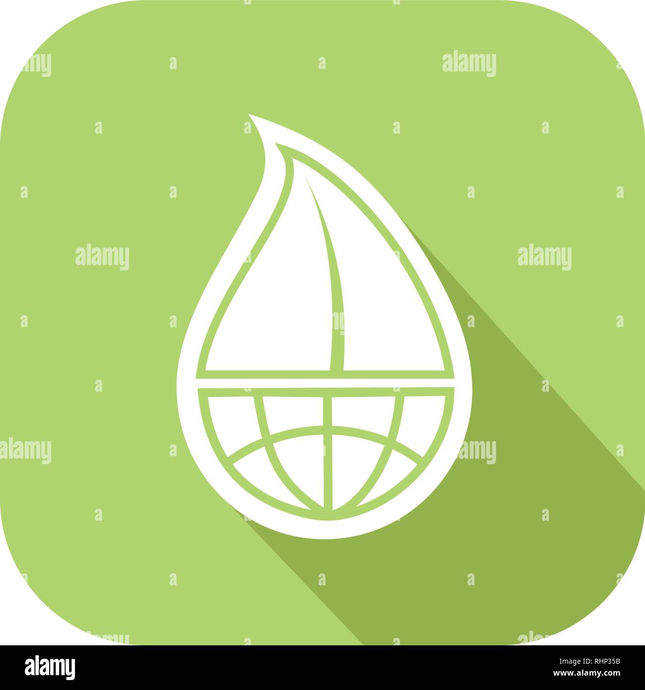 Earth globe surmounted by a leaf Stock Vector