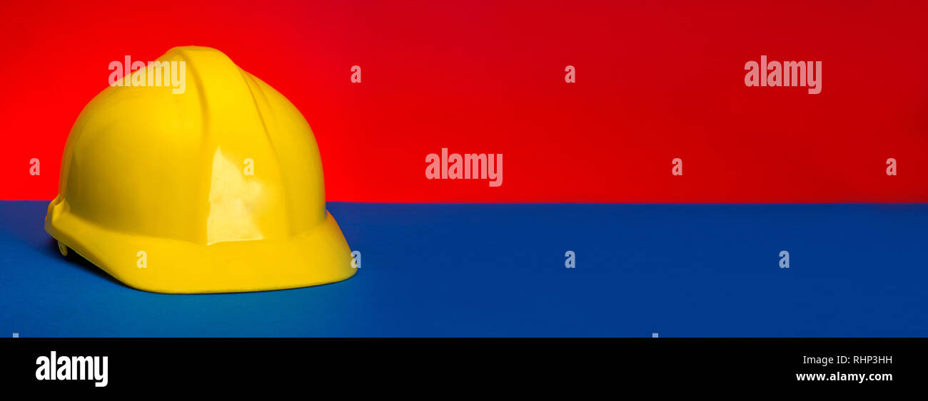 Safety cap ABS Material work cap labour theme, copy space banner. Stock Photo