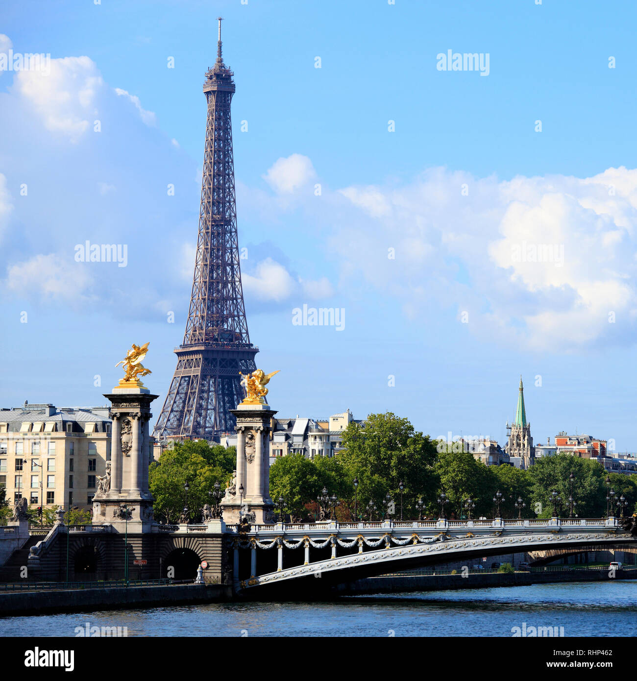 Eiffel Tower Paris river seine bridge square format Stock Photo Alamy