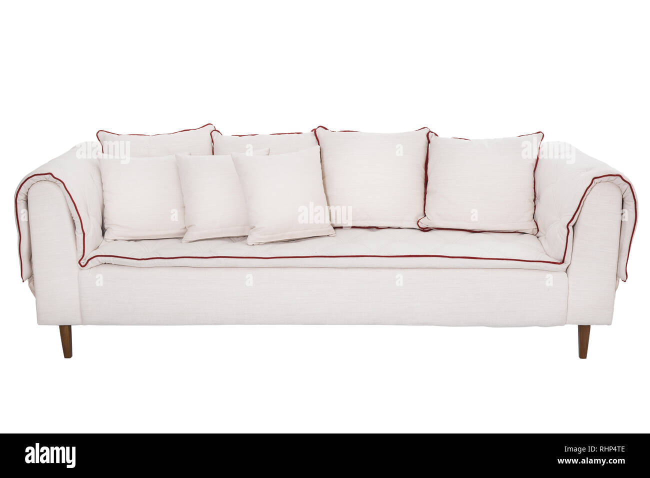 modern white fabric couch sofa isolated on white background Stock Photo