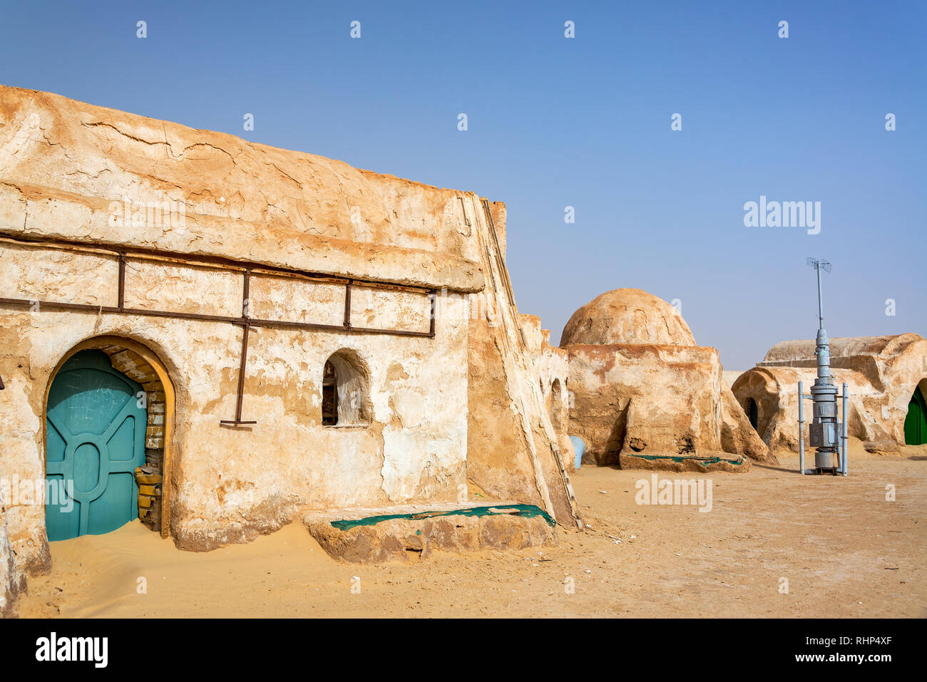 Old movie set in the Ong Jemel Desert near Tozeur, Tunisia Stock Photo