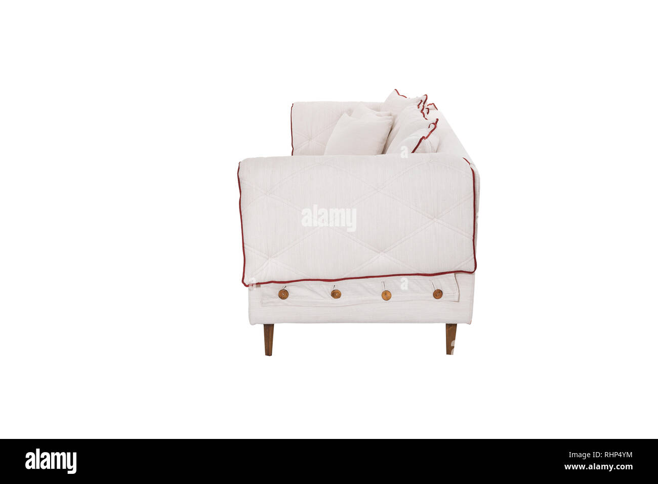 modern white fabric couch sofa isolated on white background Stock Photo