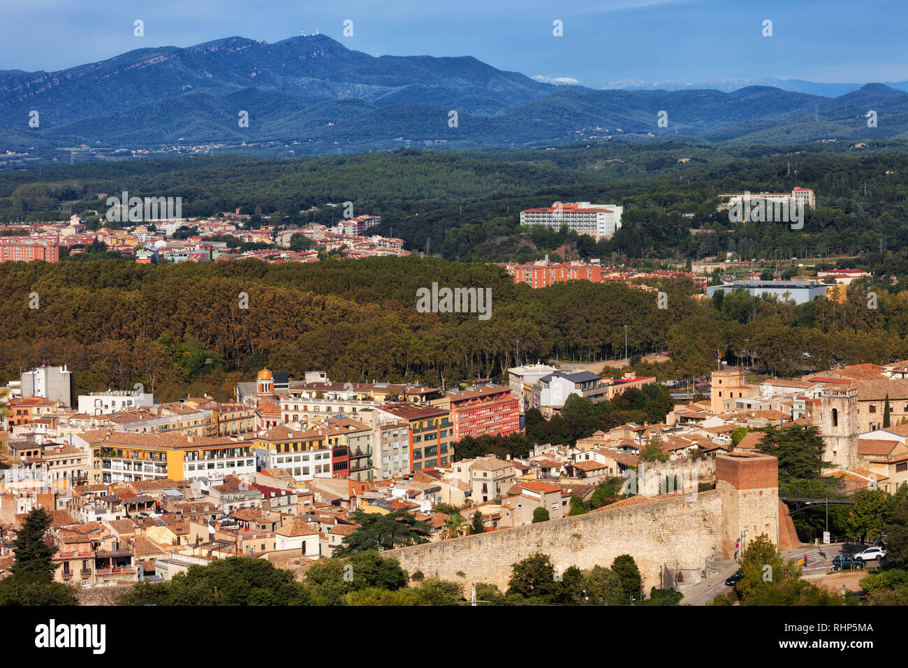 Girona city and province landscape in Catalonia region of Spain. Stock Photo