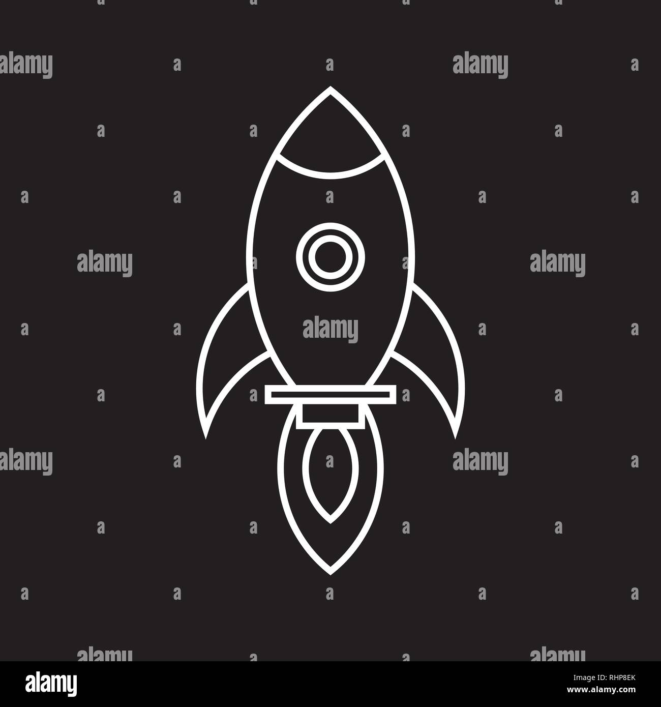 Rocket spaceship with fire, startup icon vector illustration Stock Vector
