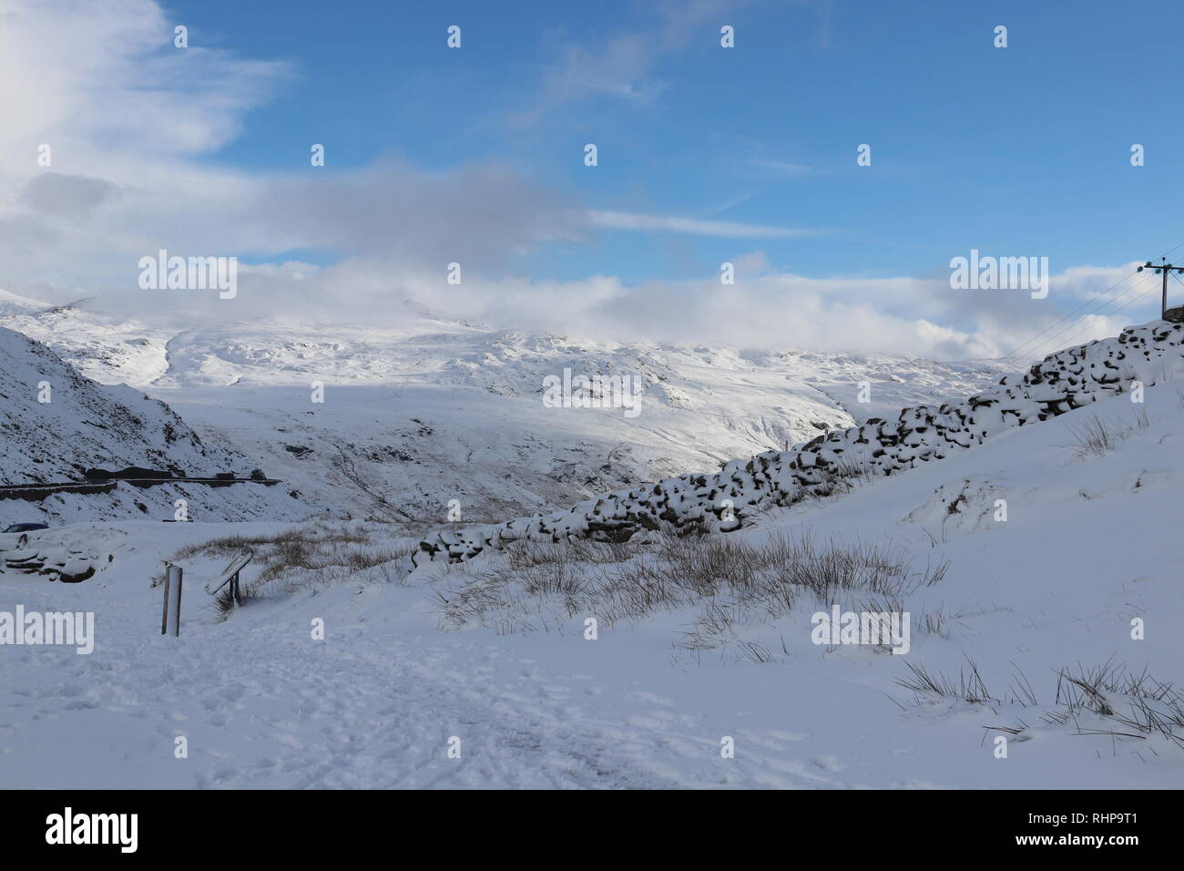 PenyPass Snowdon, Wales UK. Wednesday, January 30 2019, Weather UK