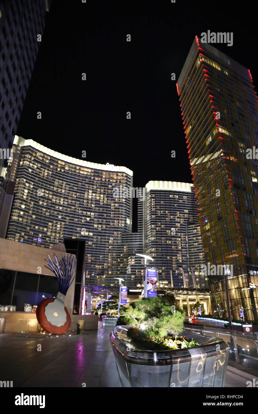 Las Vegas city skyline at night Stock Photo - Alamy