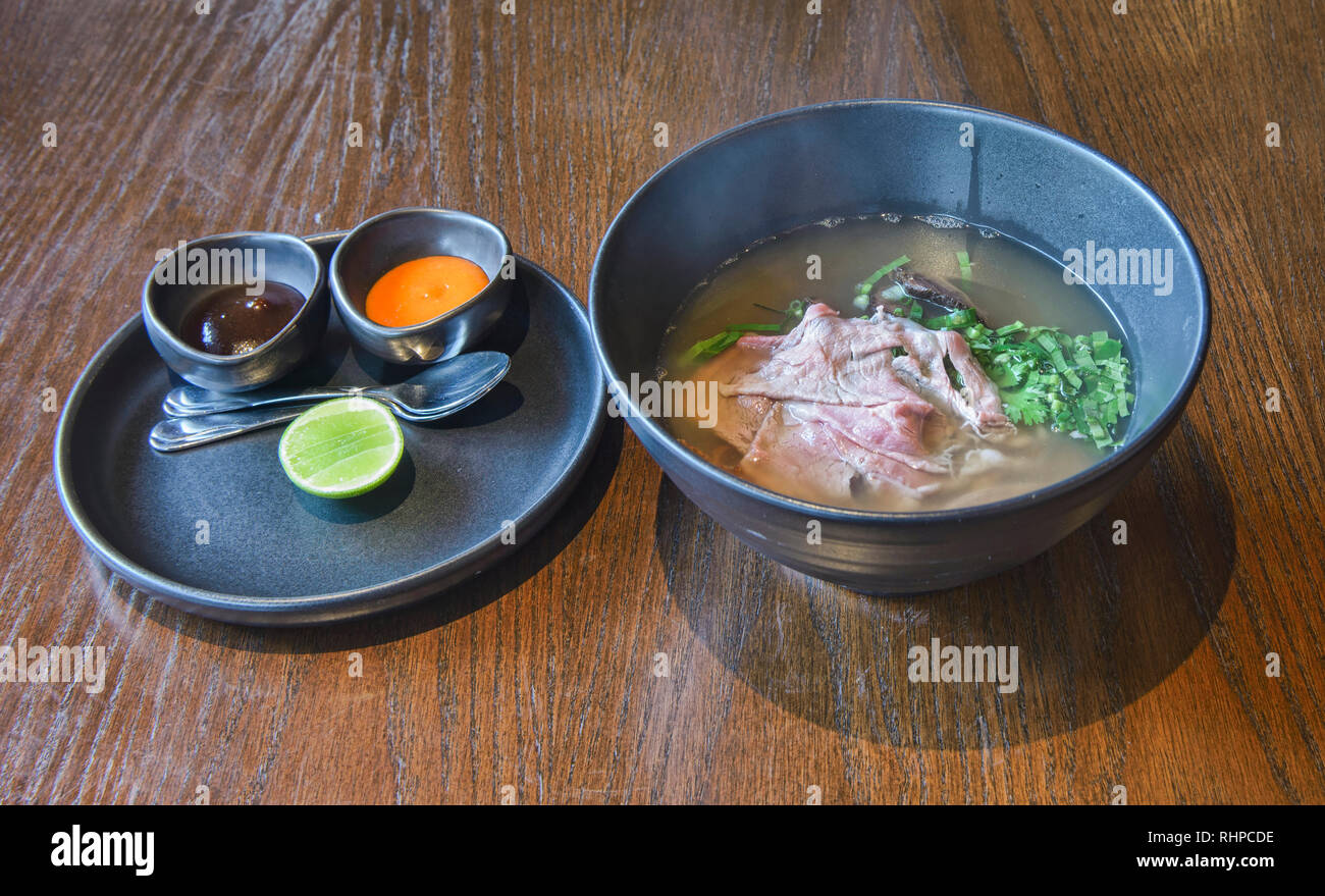Beef soup at a restaurant in Bangkok, Thailand Stock Photo Alamy