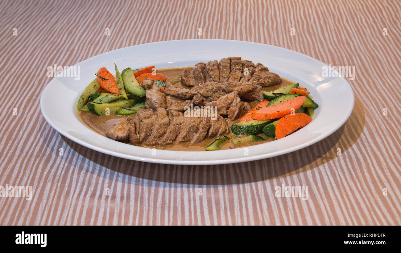 Pressed duck at a French restaurant in Bangkok, Thailand Stock Photo