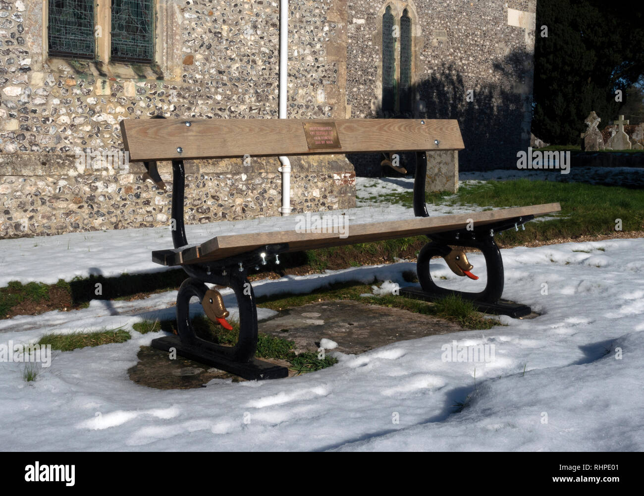 Great War Memorial Bench, St Peter's Church, Goodworth Clatford, nr Andover, Hampshire, England, United Kingdom Stock Photo