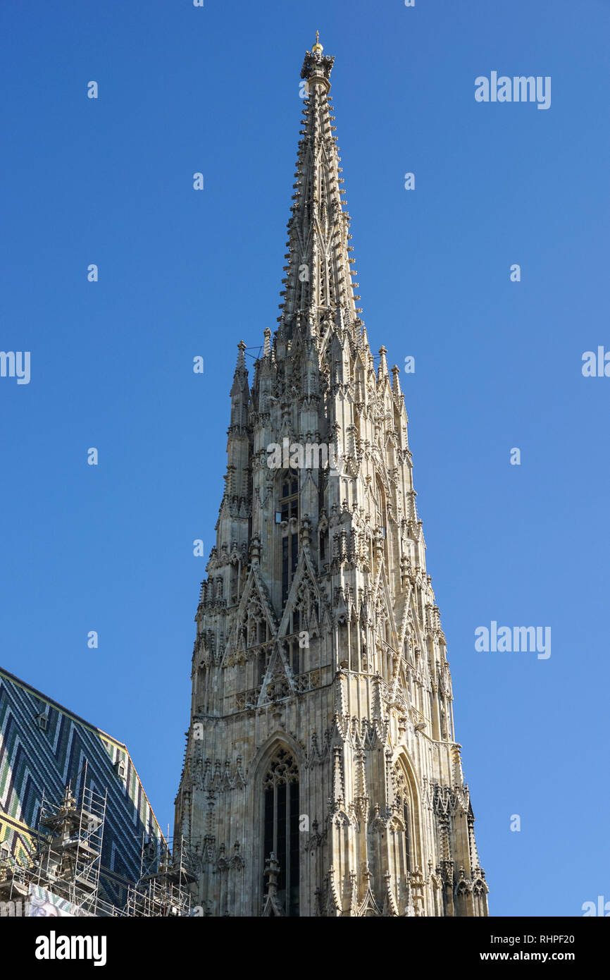 South tower of St. Stephen's Cathedral in Vienna, Austria Stock Photo