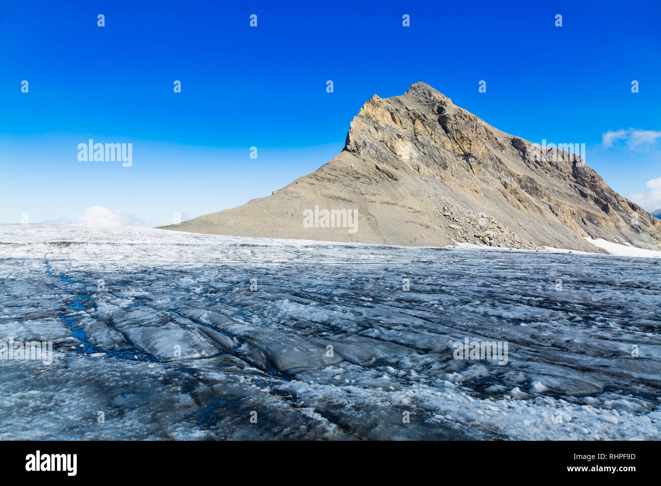 Surface of melting Glacier des Diablerets in Swiss Alps Stock Photo