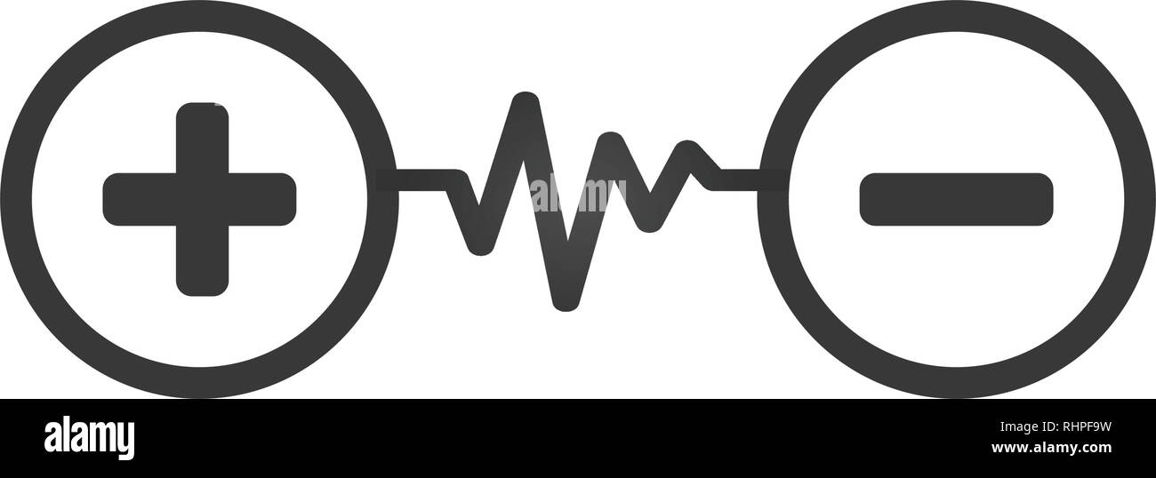 Plus and minus in circle connected electric circuit with pulse. Vector ...