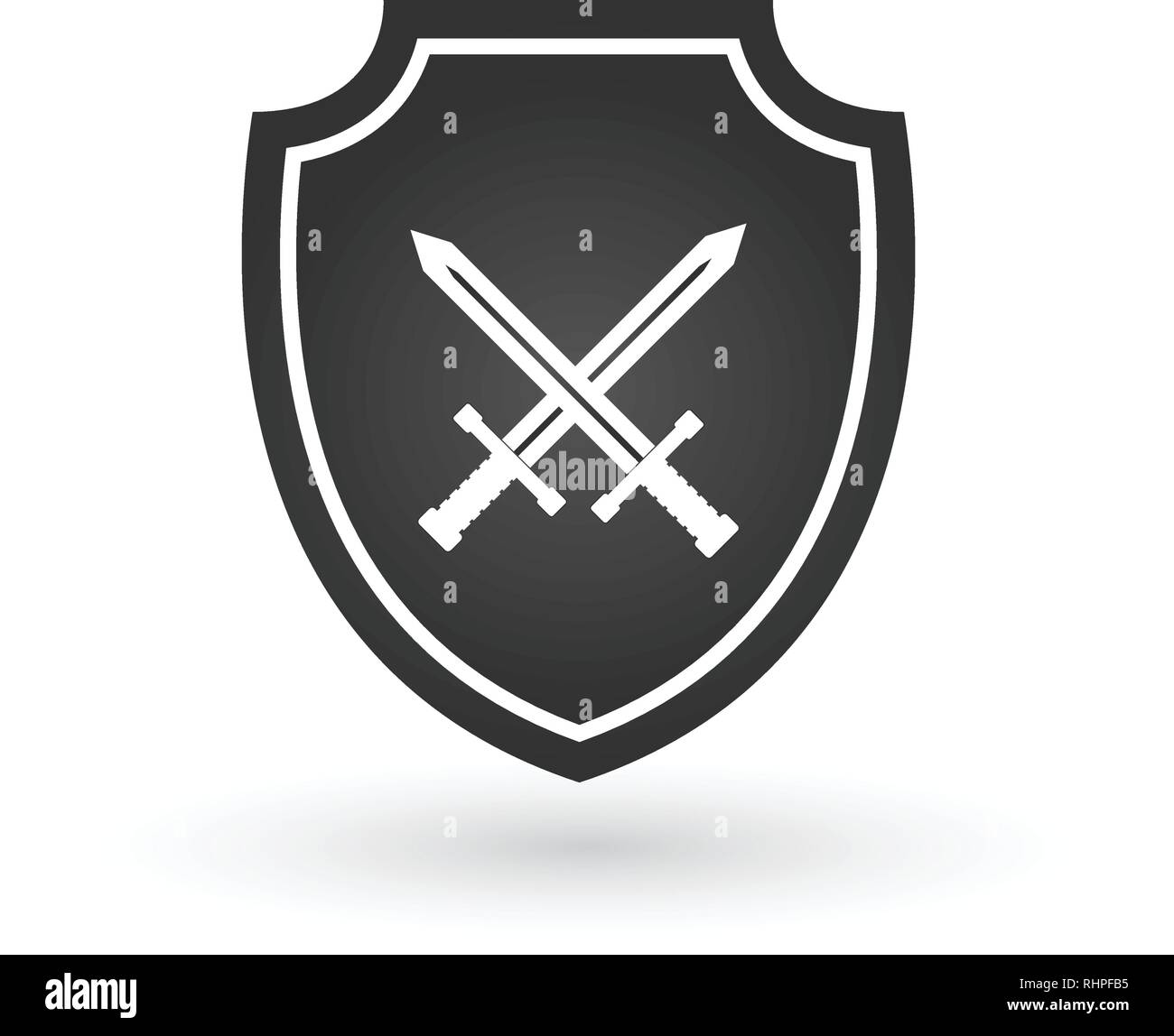 Emblem template with crossed swords. Design element for logo, label,  emblem, sign. Vector illustration Stock Vector Image & Art - Alamy