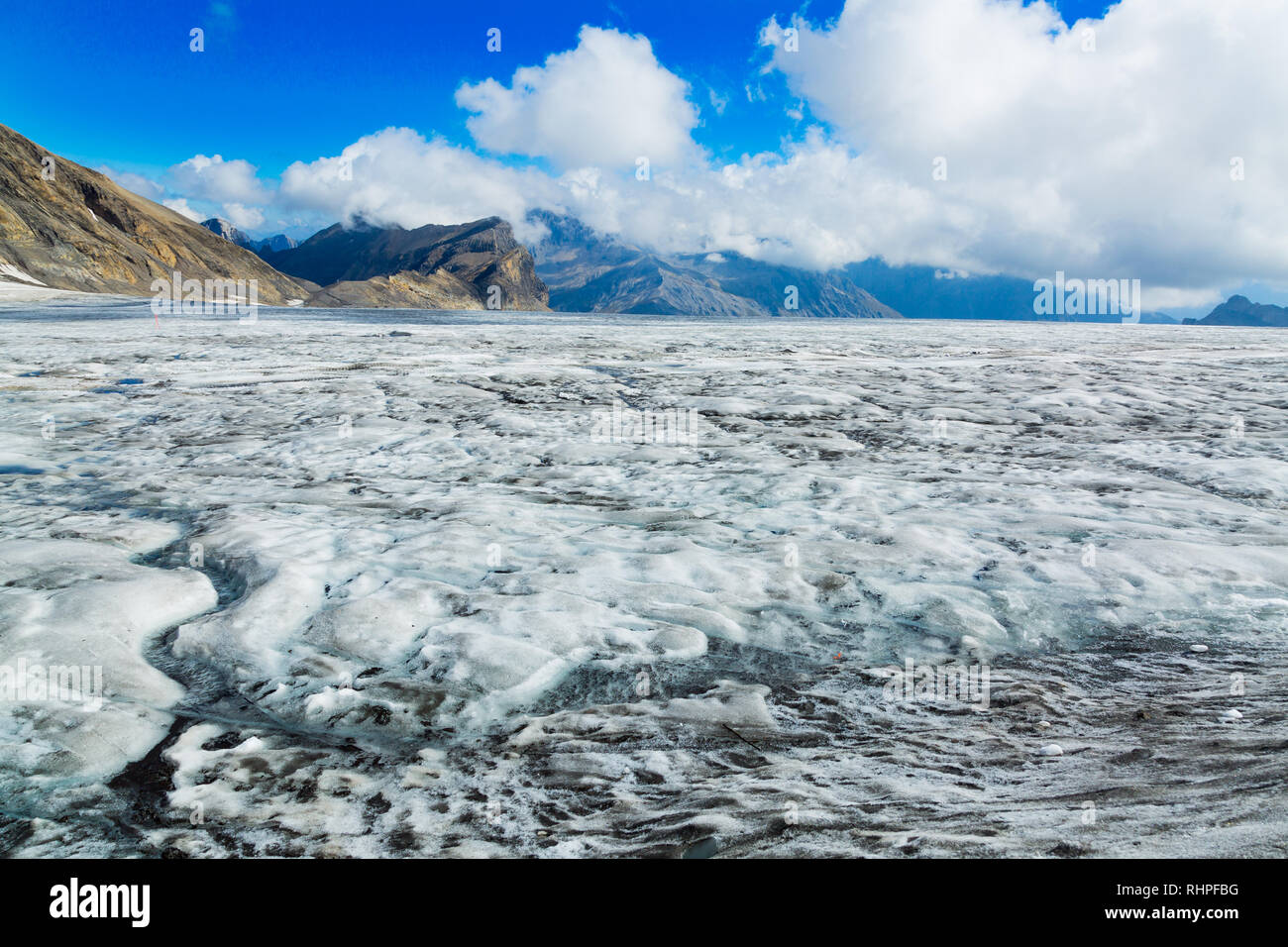 Landscape of melting Glacier des Diablerets in Swiss Alps Stock Photo