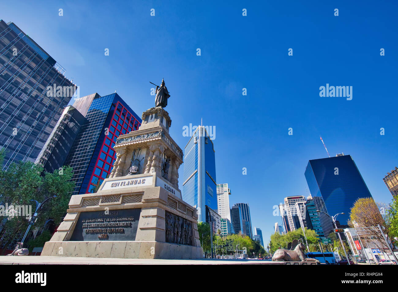 Mexican Ruler Mexico, Mexico City-2 December, 2018: Monument to Cuauhtemoc, the last ...