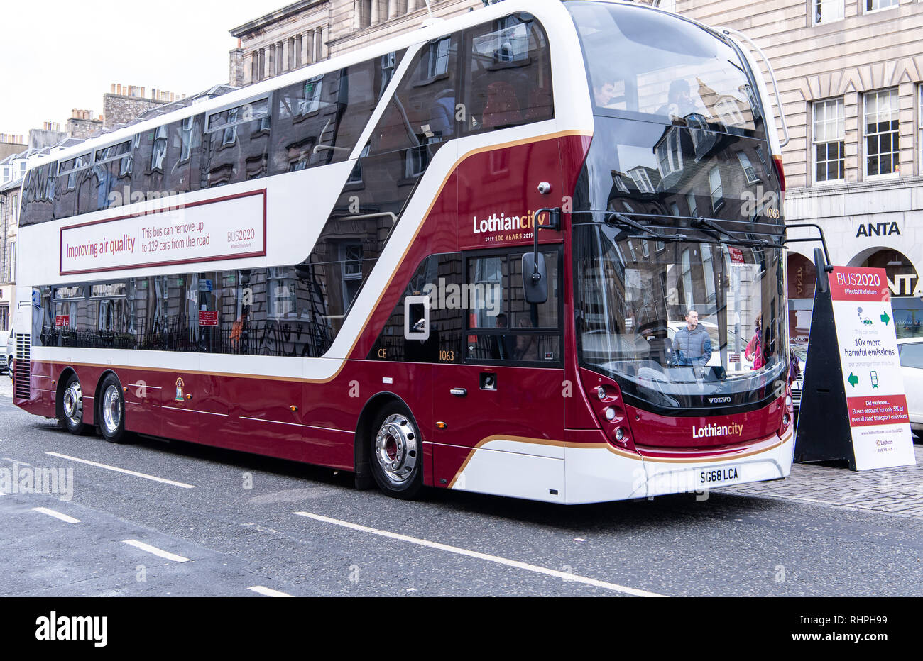 Lothian’s Bus 2020 strategy sees it committing to operating only buses which meet a minimum vehicle standard of Euro 5 or above by the end of 2020.  C Stock Photo