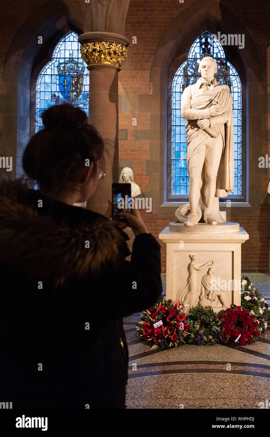 Annual Wreath Laying Ceremony at the Scottish National Portrait Gallery, Queen Street, Edinburgh to commemorate the anniversary of the birth of Robert Stock Photo