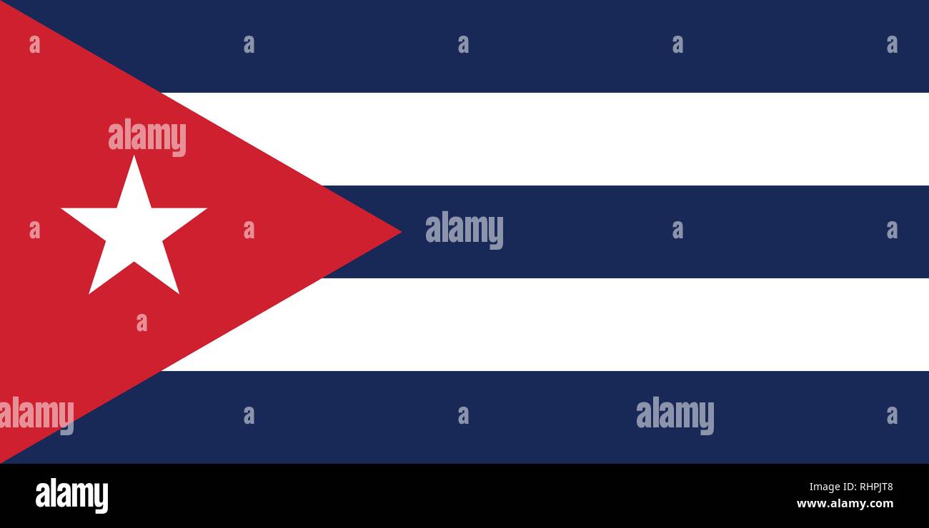 Vector Image of Cuba Flag. Based on the official and exact Cuba flag dimensions (2:1) & colors (281C, 186C and White) Stock Vector