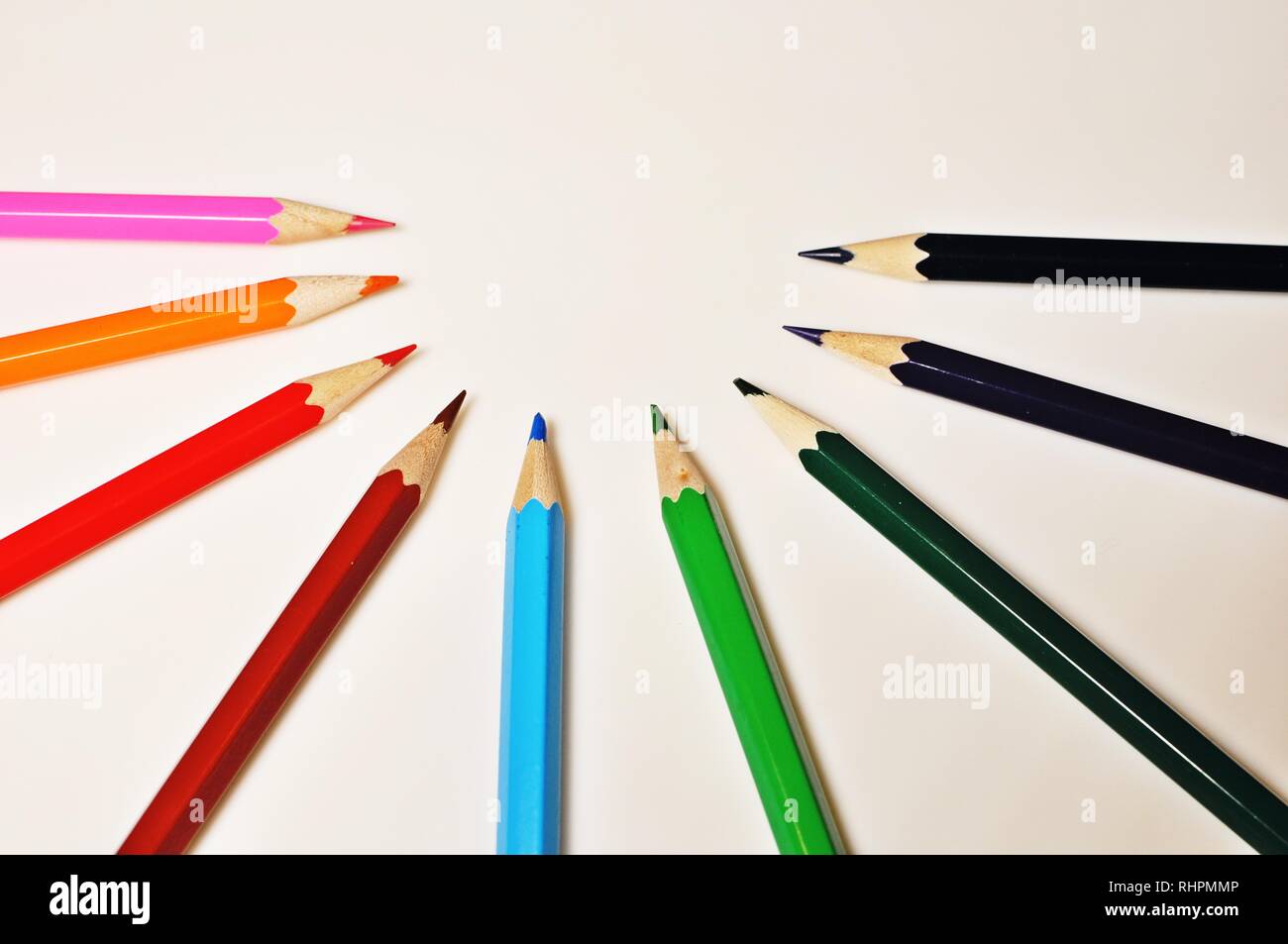 Colorful pencils on white background Stock Photo