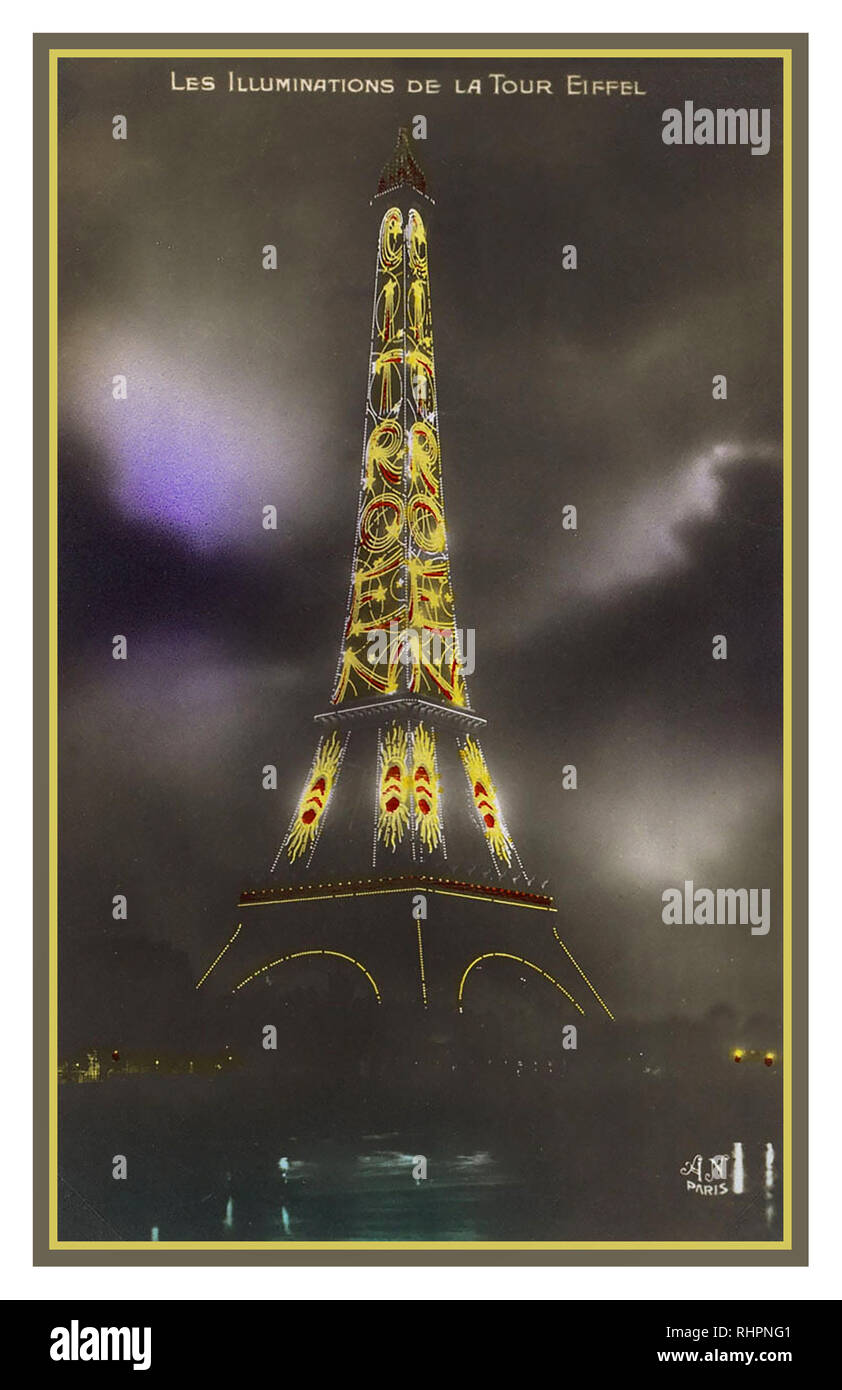 Citroen in lights 1925 tour eiffel hi-res stock photography and images