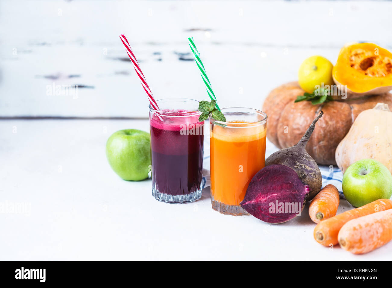 fresh juice from homemade vegetables. Beet and carrot smoothie. Detox