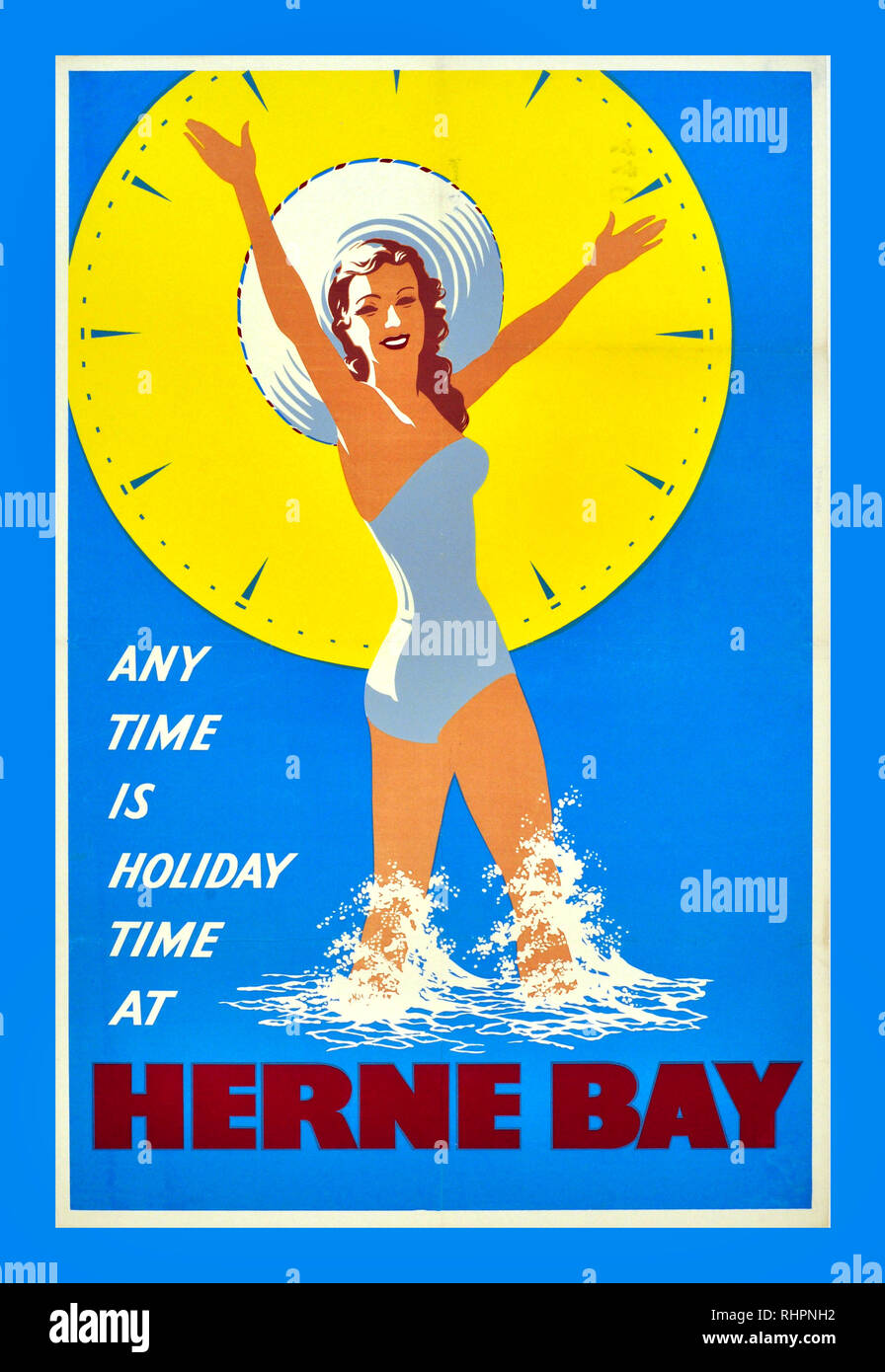 vintage Railway travel advert poster reproduction. Hearne Bay