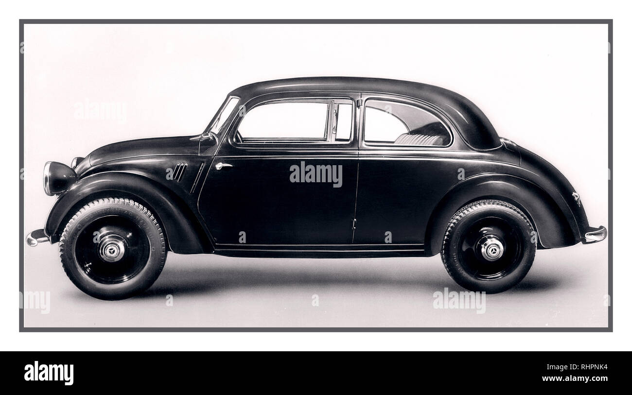 1936 Vintage Mercedes-Benz 170H 2 door saloon car In 1936, in parallel to the classical front-engine Mercedes-Benz 170 V, Daimler-Benz AG introduced the Mercedes-Benz 170 H which had the same engine as the 170 V, with an architecture derived from the one of the 130, its predecessor. The 170 H was powered by a four-cylinder 1697 cc engine with a power of 38 PS (28 kW). The 'H' stood for 'Heckmotor', or rear engine. Stock Photo