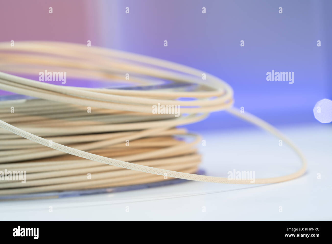 Spools of wood plastic filaments for 3D Printer Stock Photo