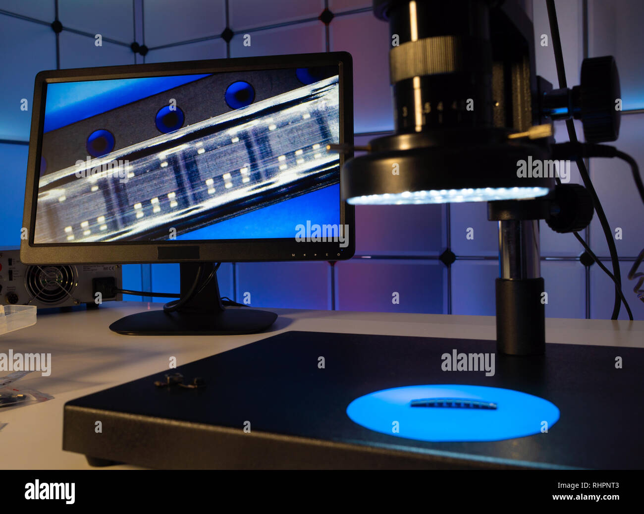 Laboratory of semiconductor chips. The development of modern electronics. crystal chip in the