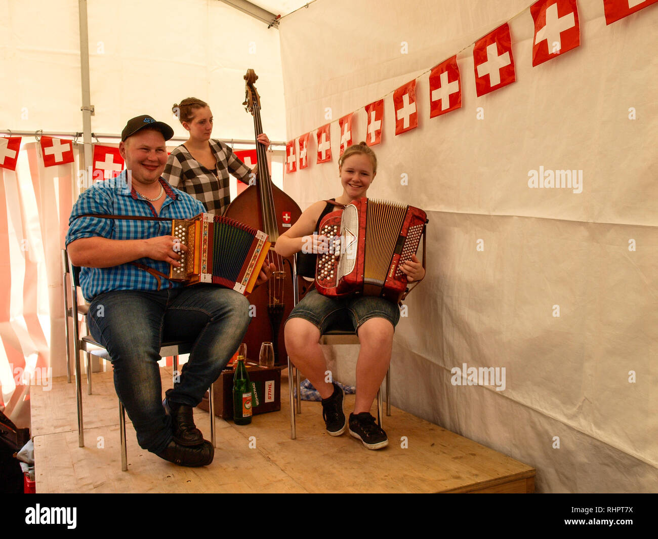 Engelberg, Switzerland - August 1, 2017: typical Swiss musicians Stock