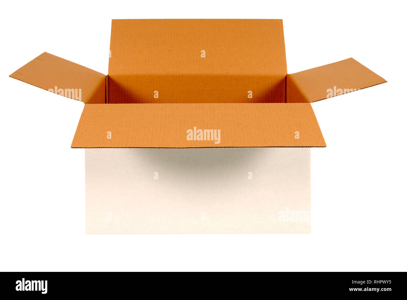 Whit Box Inside Open white cardboard box with brown inside isolated on white background ...