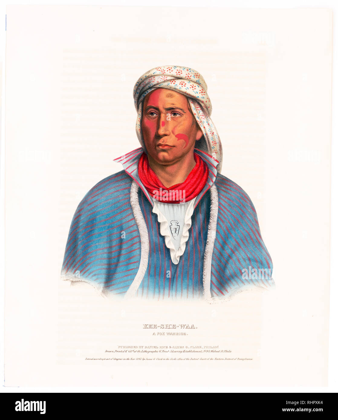 Print shows Kee-She-Waa, half-length portrait, facing slightly left, wearing a head scarf. Stock Photo