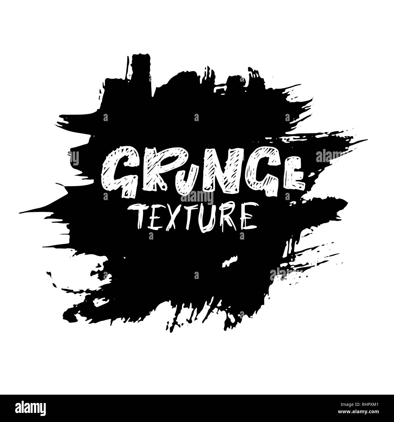 Dry Brush Texture Banner Black And White Abstract Round Frame