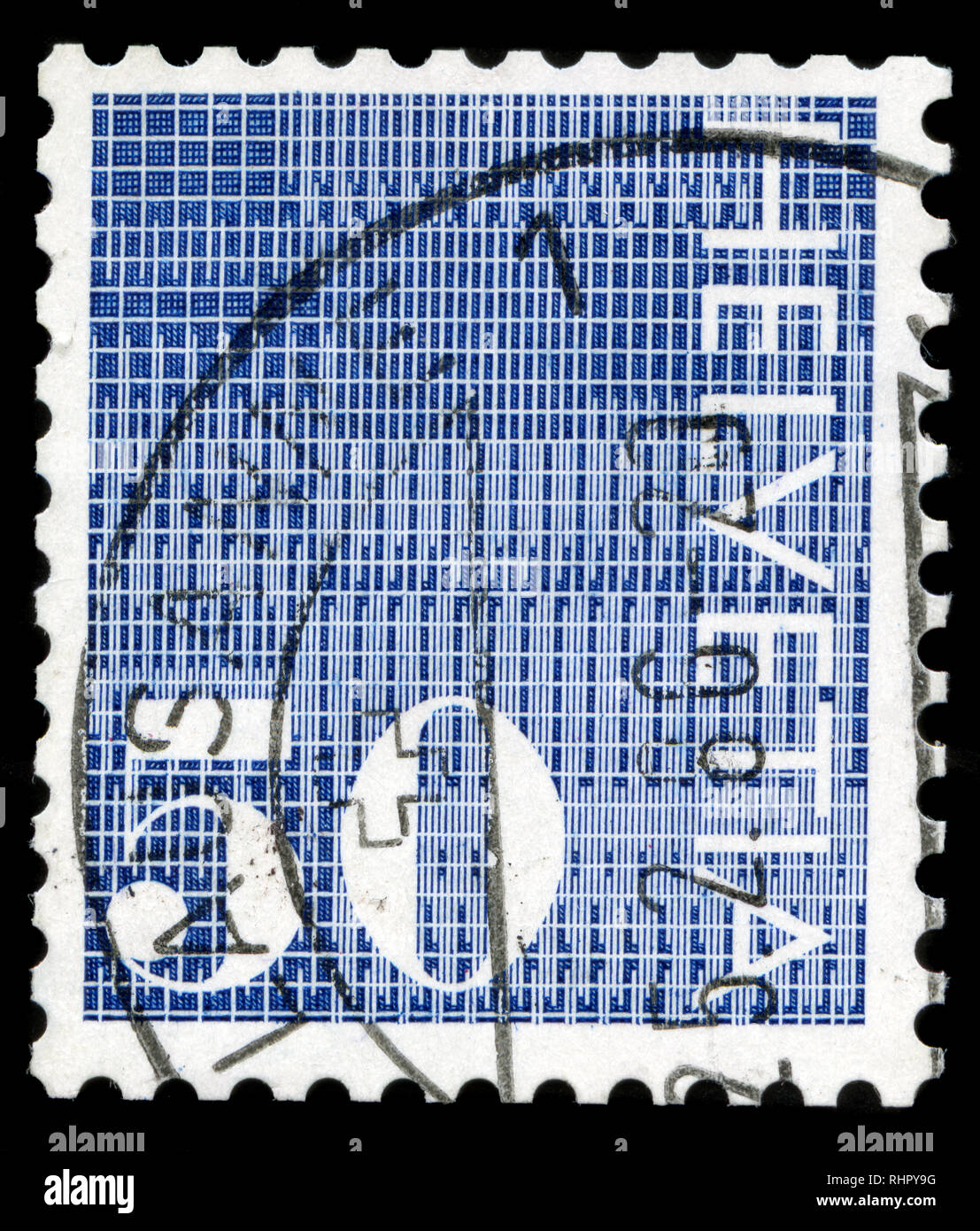 Postage stamp from Switzerland in the Numeral series issued in 1970 Stock Photo