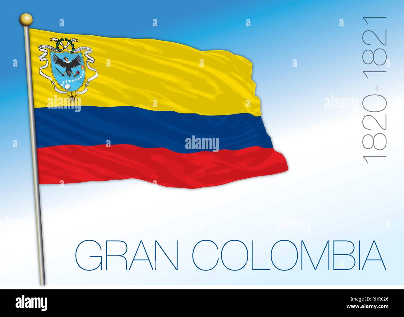 Gran Colombia historical flag, 1820-1821, vector illustration Stock Vector
