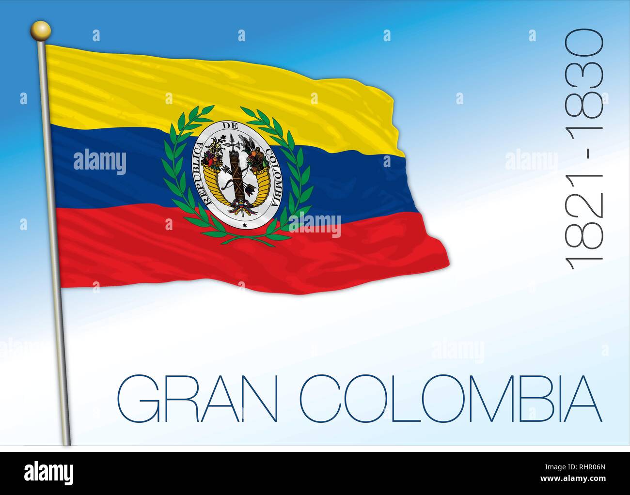 Gran Colombia historical flag, 1821-1830, vector illustration Stock Vector