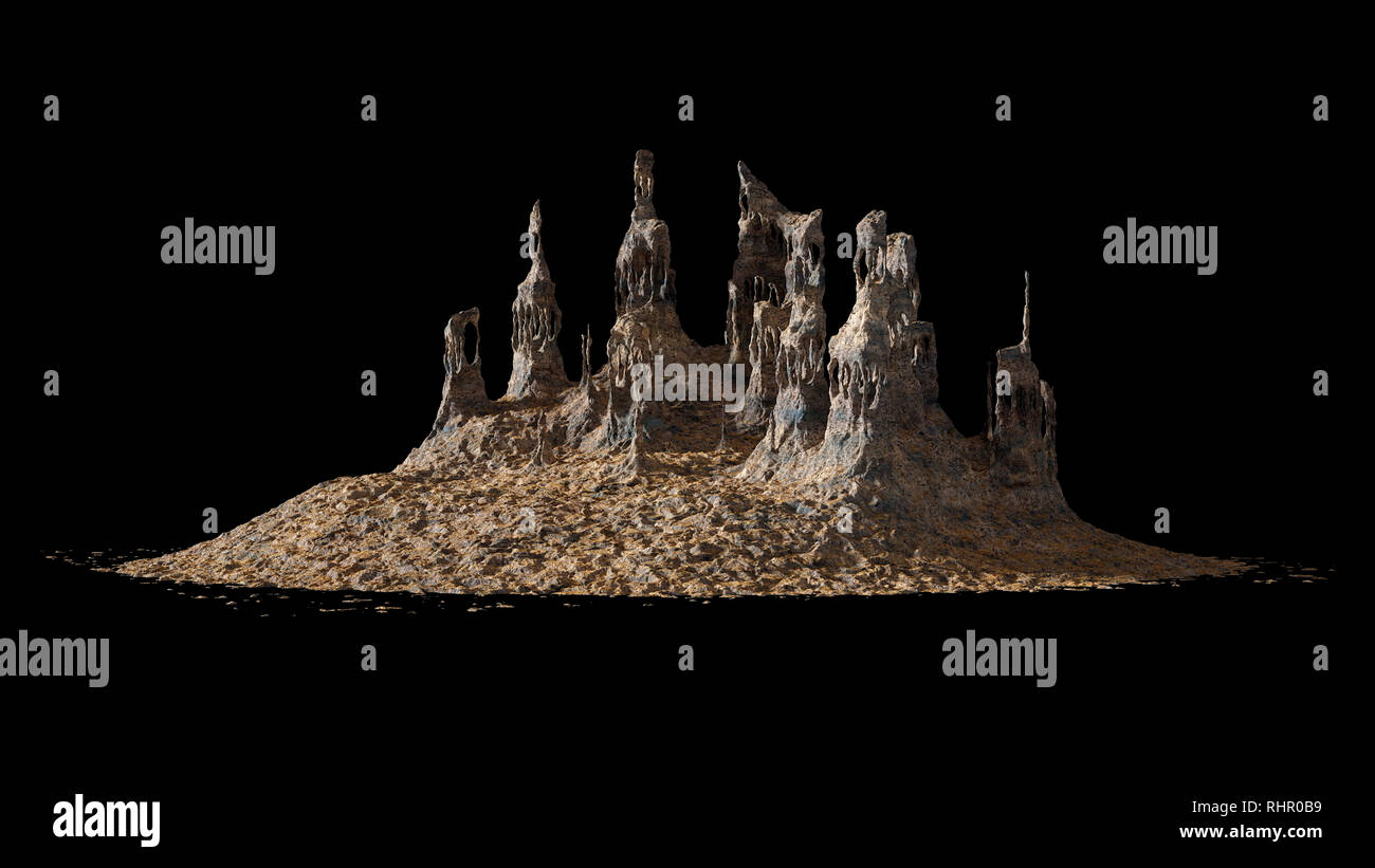exotic rock formation, desert landscape element with ancient ruins ...