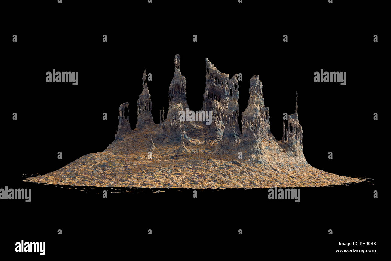 exotic rock formation, desert landscape element with ancient ruins ...