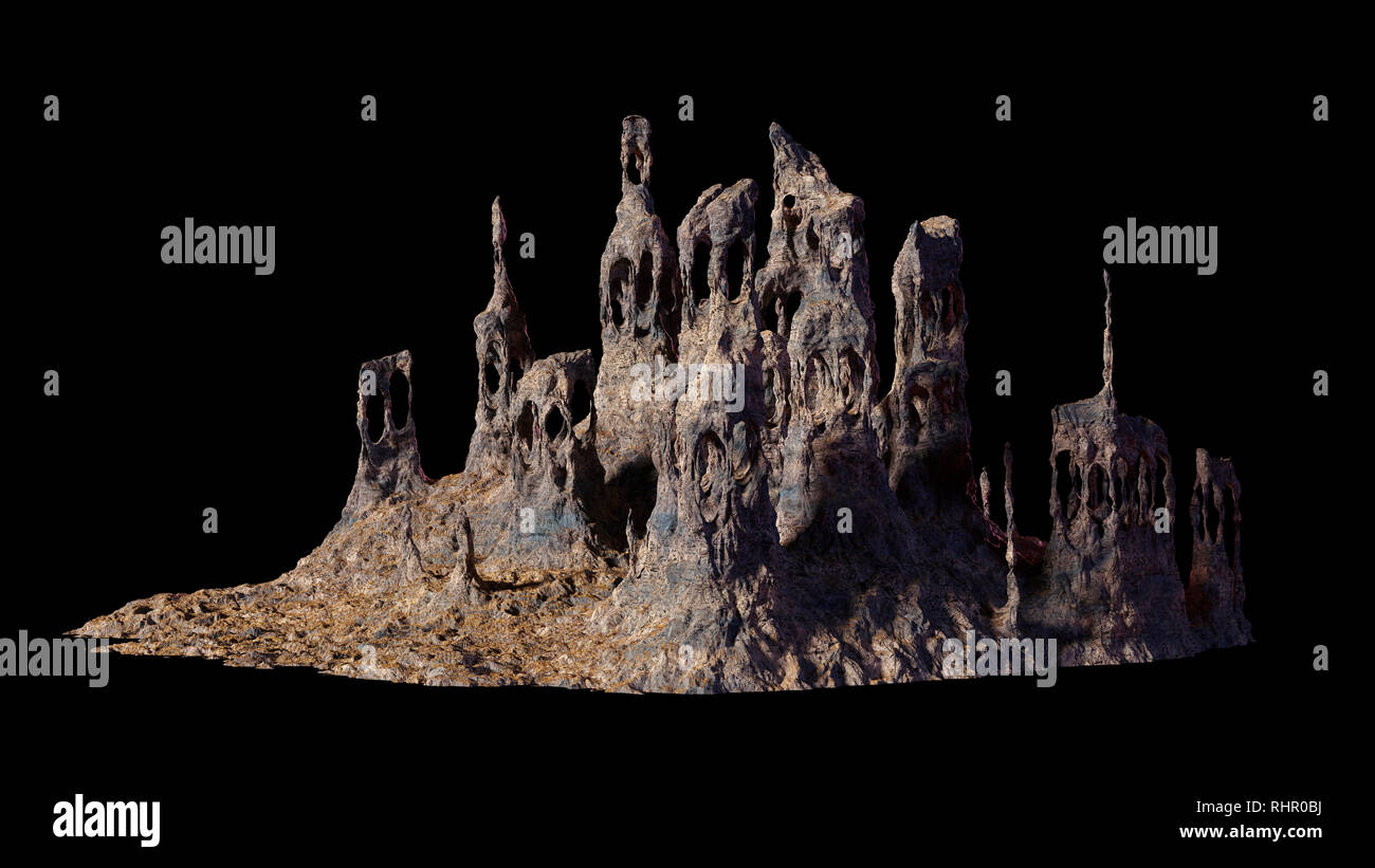 exotic rock formation, desert landscape element with ancient ruins ...