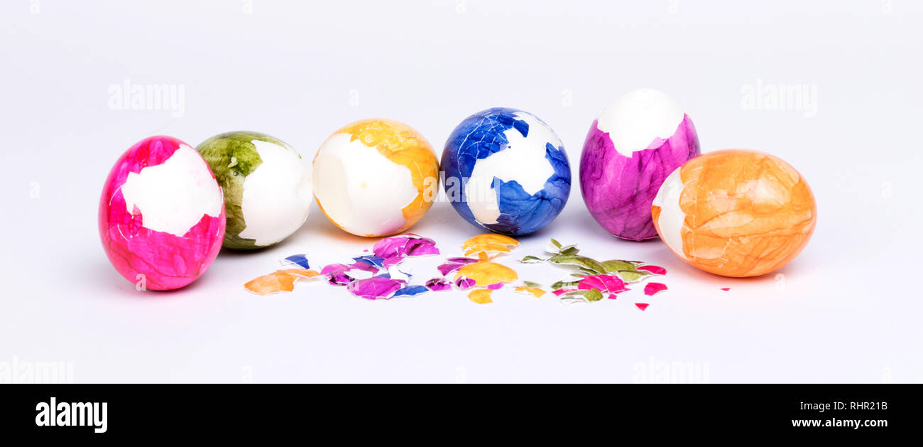 Painted eggs, easter - Isolated on a white background Stock Photo - Alamy