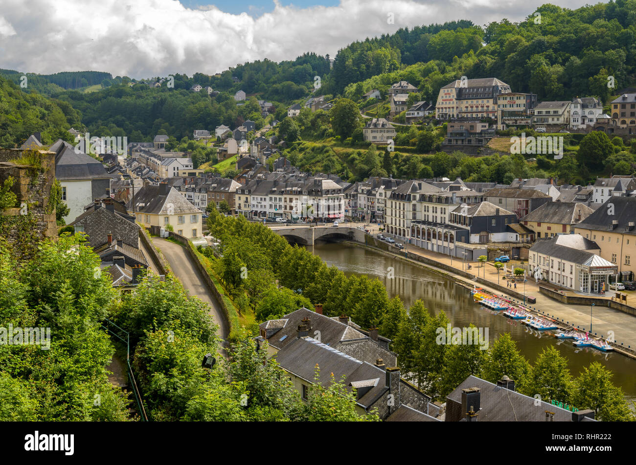 View of the beautiful medieval town of Bouillon on the river Semois in